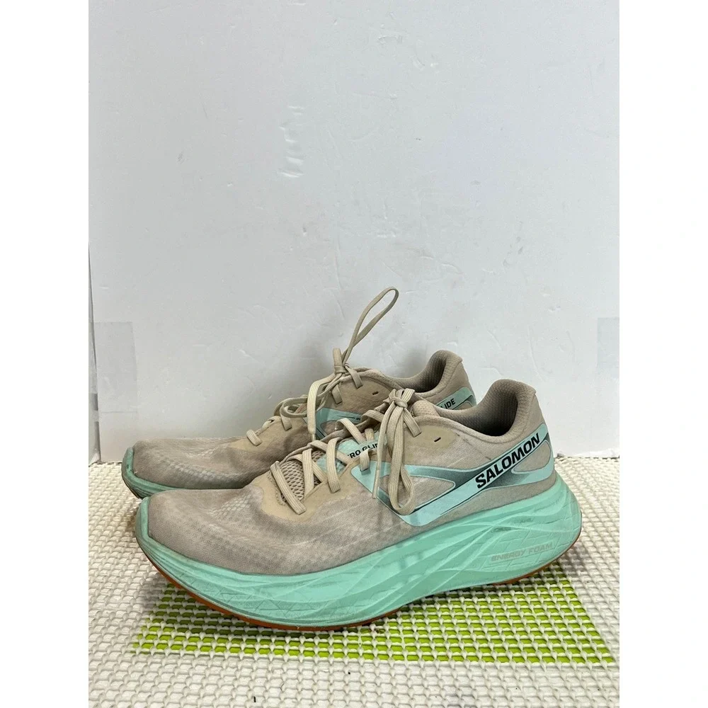 Salomon Aero Glide Running Shoes Men's 10.5 Cream Mint Green 471226 Energy Foam